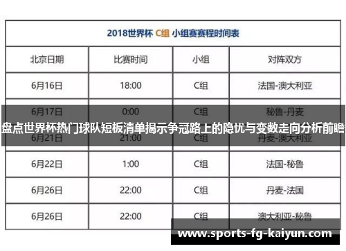 盘点世界杯热门球队短板清单揭示争冠路上的隐忧与变数走向分析前瞻