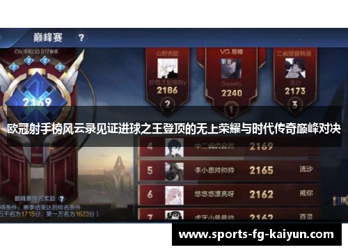欧冠射手榜风云录见证进球之王登顶的无上荣耀与时代传奇巅峰对决